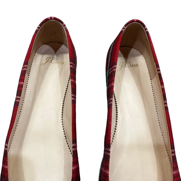 J.CREW Flats Red Stewart Tartan Crystal Buckle RARE - Picture 6 of 11